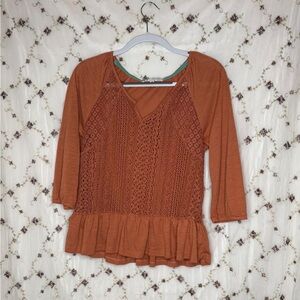 Jolt Rust Lace Peplum Blouse